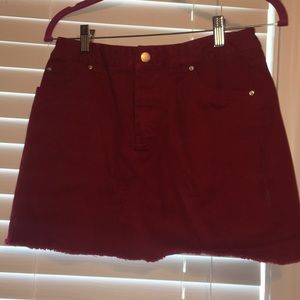 Red denim skirt